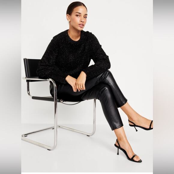 Old Navy black High-Waisted OG Straight Faux Leather Ankle Pants - Picture 3 of 10